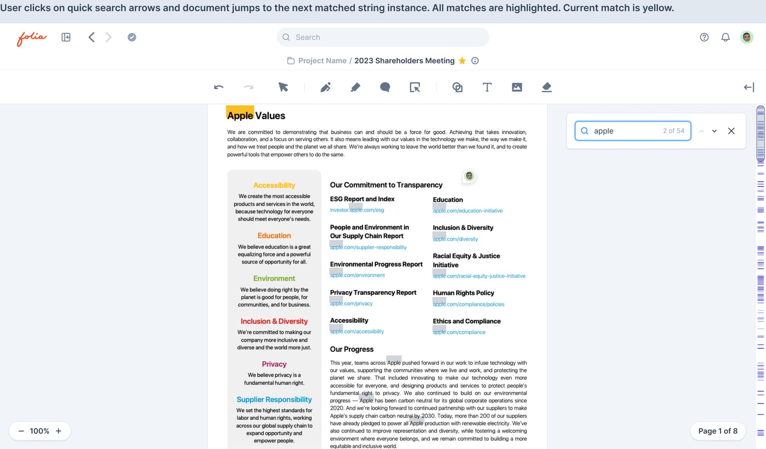 Find in document, with matches highlighted